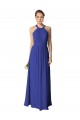Magasins de Bleu roi Trapèze Licou Mousseline Longue Robes demoiselle d'honneur