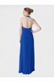 Magasins de Bleu roi Trapèze Licou Mousseline Longue Robes demoiselle d'honneur