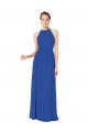 Magasins de Bleu roi Trapèze Licou Mousseline Longue Robes demoiselle d'honneur