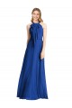 Magasins de Bleu roi Trapèze Licou Mousseline Longue Robes demoiselle d'honneur