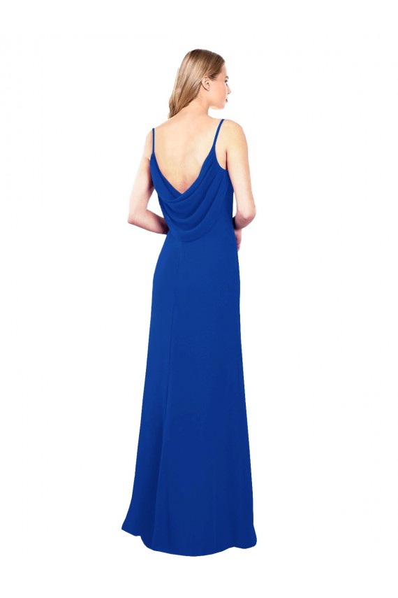 Magasins de Bleu roi Trapèze Mousseline Longue Robes demoiselle d'honneur