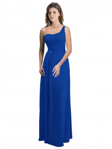 Magasins de Bleu roi Trapèze Mousseline Longue Robes demoiselle d'honneur