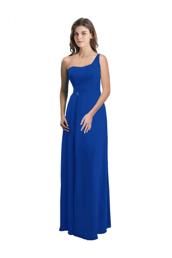 Magasins de Bleu roi Trapèze Mousseline Longue Robes demoiselle d'honneur