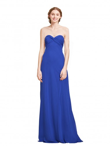Magasins de Bleu roi Trapèze Mousseline Longue Robes demoiselle d'honneur
