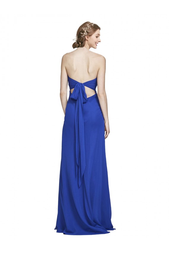 Magasins de Bleu roi Trapèze Mousseline Longue Robes demoiselle d'honneur