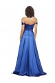 Magasins de Bleu roi Trapèze Épaule Dénudée Balayage train Satiné Stretch Longue Formelles Robes demoiselle d'honneur / Robes de soirée / Robes de bal