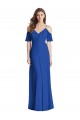 Magasins de Bleu roi Trompette Bretelles spaghetti Col V Mousseline Longue Robes demoiselle d'honneur