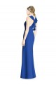 Magasins de Bleu roi Trompette Licou Col Haut Mousseline Longue Robes demoiselle d'honneur