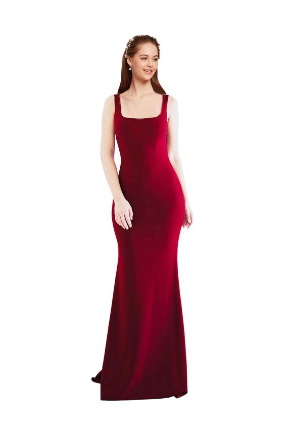 Magasins de Bordeaux 10 Sirène Col Carré Crêpe Stretch Longue Formelles Robes demoiselle d'honneur / Robes de soirée / Robes de bal