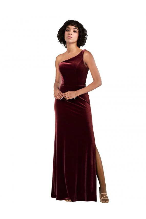 Magasins de Bordeaux Colonne Velours Stretch Longue Formelles Robes demoiselle d'honneur / Robes de soirée / Robes de bal