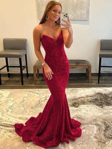 Magasins de Bordeaux Fourreau Balayage train Paillettes Velours Longue Robes de bal