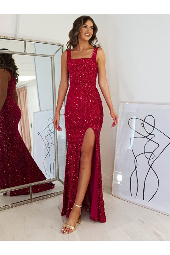 Magasins de Bordeaux Fourreau Col Carré Paillettes Velours Longue Robes de bal