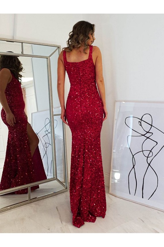 Magasins de Bordeaux Fourreau Col Carré Paillettes Velours Longue Robes de bal