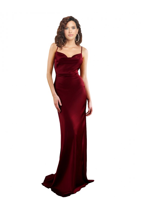 Magasins de Bordeaux Fourreau Satiné Soyeux Longue Formelles Robes demoiselle d'honneur / Robes de soirée / Robes de bal