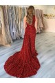 Magasins de Bordeaux Fourreau Traîne moyenne Paillettes Velours Longue Robes de bal