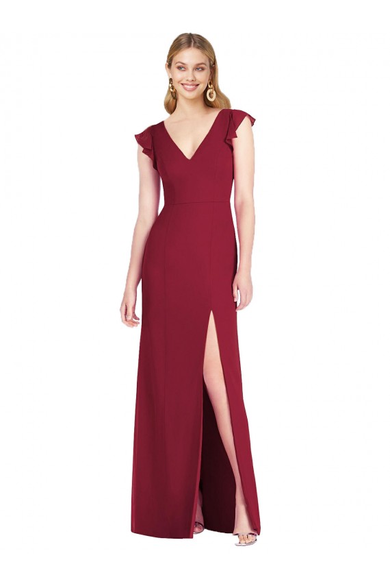 Magasins de Bordeaux Sirène Col V Mousseline Longue Robes demoiselle d'honneur