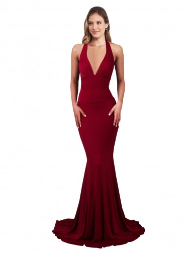 Magasins de Bordeaux Sirène Licou Col V Spandex Longue Formelles Robes demoiselle d'honneur / Robes de soirée / Robes de bal