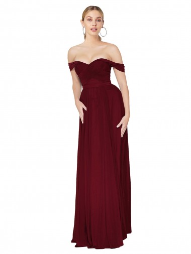 Magasins de Bordeaux Sirène Épaule Dénudée Mousseline Longue Formelles Robes demoiselle d'honneur / Robes de soirée / Robes de bal