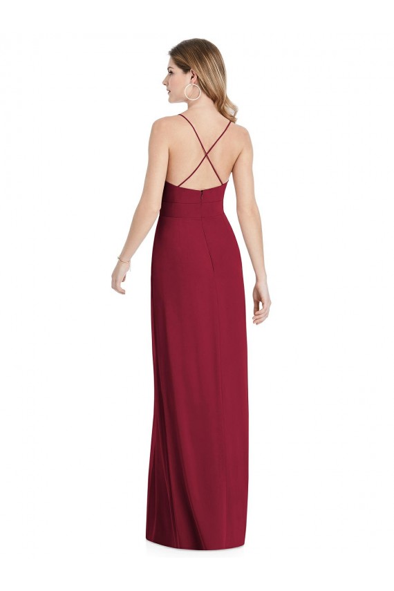 Magasins de Bordeaux Trapèze Bretelles spaghetti Col V Mousseline Longue Robes demoiselle d'honneur