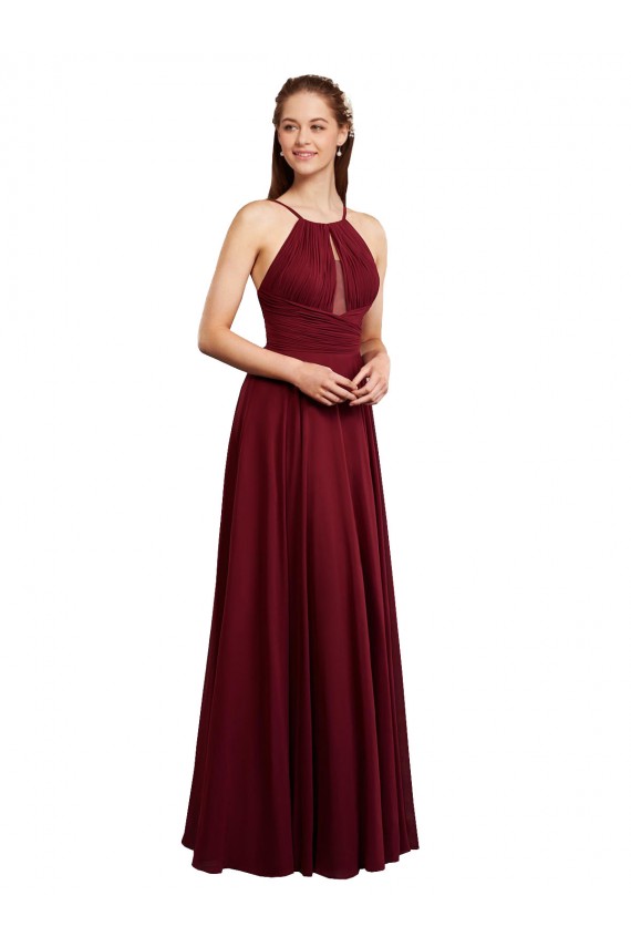 Magasins de Bordeaux Trapèze Bretelles spaghetti Mousseline Longue Robes demoiselle d'honneur
