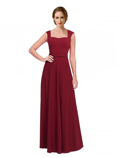 Magasins de Bordeaux Trapèze Col Carré Crêpe Stretch Longue Robes demoiselle d'honneur / Robes de bal