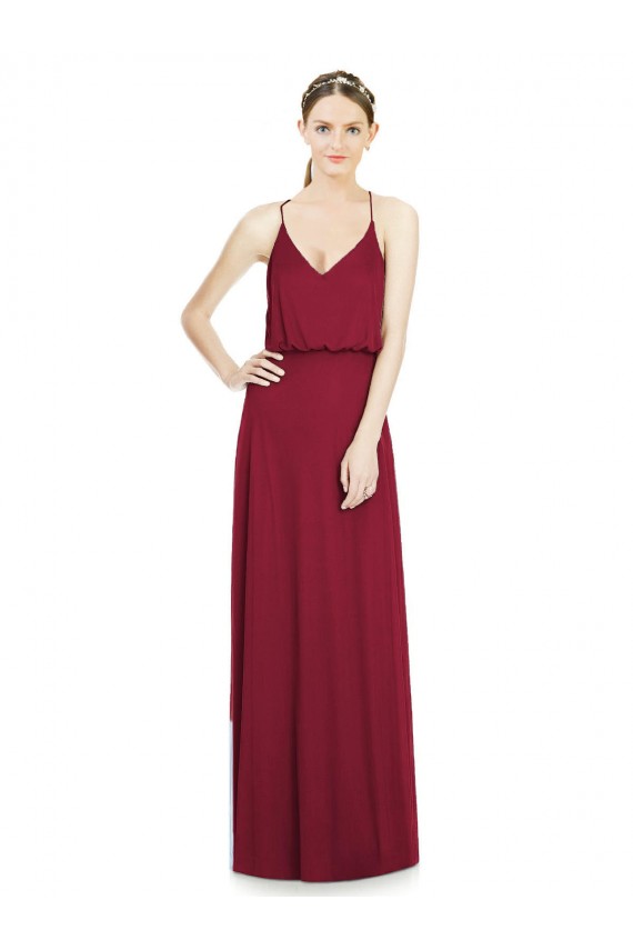 Magasins de Bordeaux Trapèze Col V Mousseline Longue Robes demoiselle d'honneur