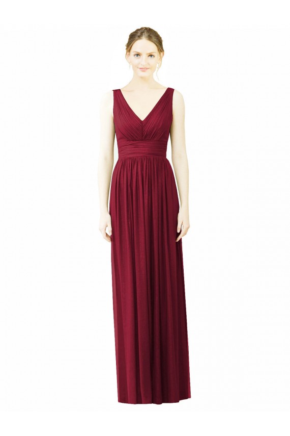 Magasins de Bordeaux Trapèze Col V Mousseline Longue Robes demoiselle d'honneur