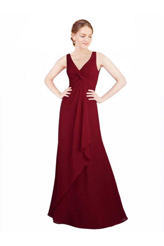Magasins de Bordeaux Trapèze Col V Mousseline Longue Robes demoiselle d'honneur