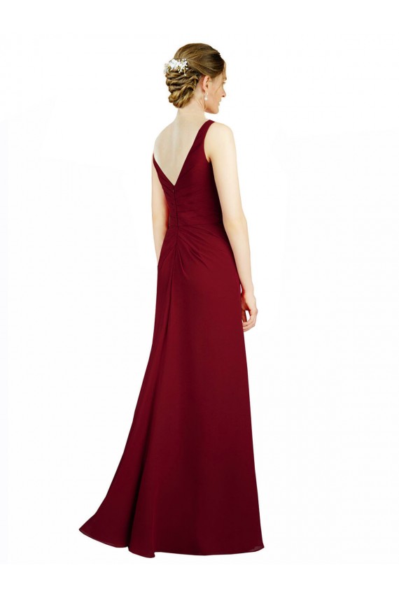 Magasins de Bordeaux Trapèze Col V Mousseline Longue Robes demoiselle d'honneur