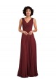 Magasins de Bordeaux Trapèze Col V Mousseline Longue Robes demoiselle d'honneur