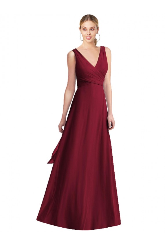 Magasins de Bordeaux Trapèze Col V Mousseline Longue Robes demoiselle d'honneur