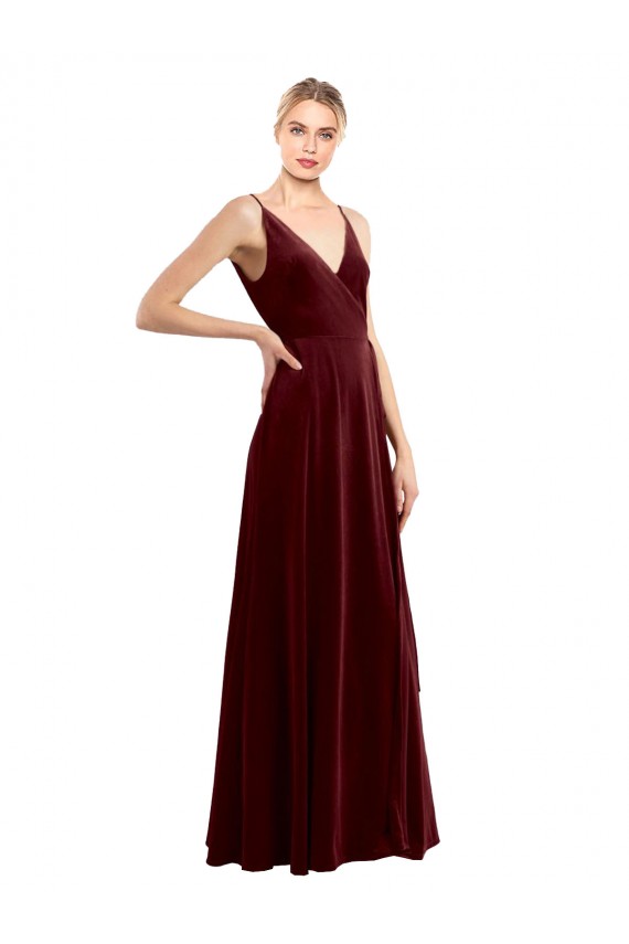 Magasins de Bordeaux Trapèze Col V Velours Stretch Longue Formelles Robes demoiselle d'honneur / Robes de soirée / Robes de bal