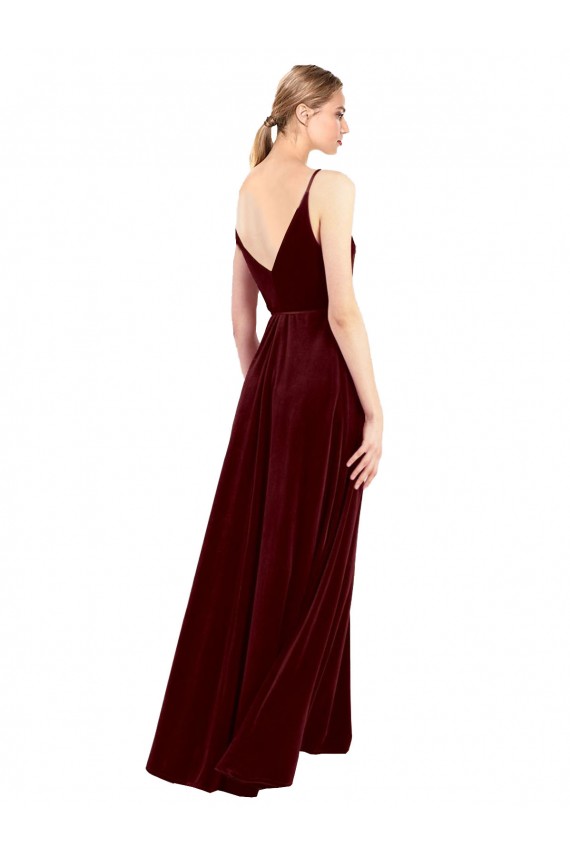 Magasins de Bordeaux Trapèze Col V Velours Stretch Longue Formelles Robes demoiselle d'honneur / Robes de soirée / Robes de bal