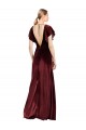 Magasins de Bordeaux Trapèze Col V Velours Stretch Longue Robes demoiselle d'honneur / Robes de bal