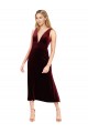 Magasins de Bordeaux Trapèze Col V midi Velours Stretch Courte Robes demoiselle d'honneur / Robes de bal / Robes de cocktail