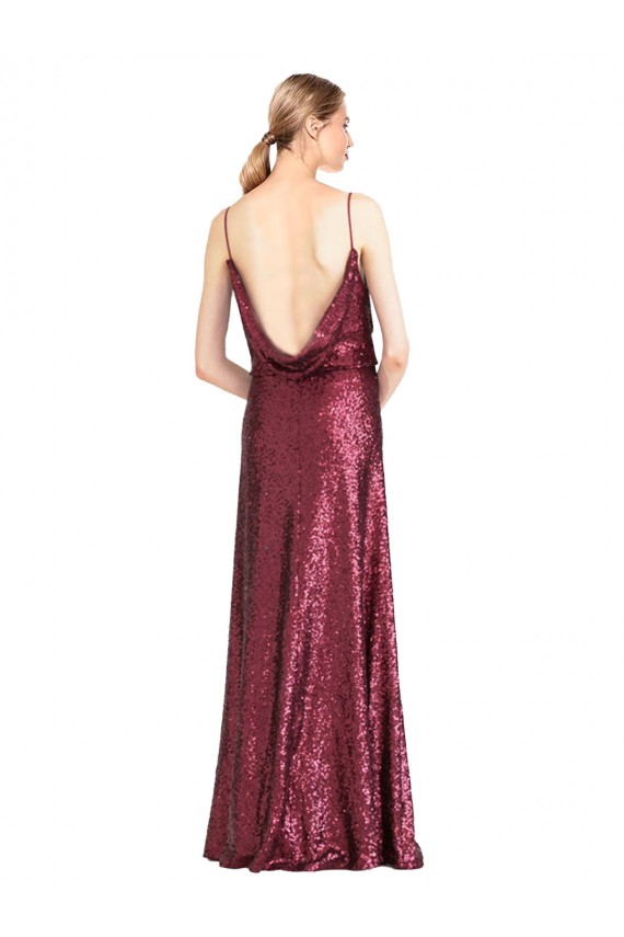 Magasins de Bordeaux Trapèze Licou Col Haut Paillette Longue Formelles Robes demoiselle d'honneur / Robes de soirée / Robes de bal