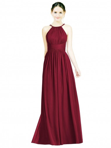 Magasins de Bordeaux Trapèze Licou Mousseline Longue Robes demoiselle d'honneur