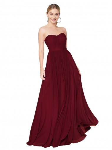 Magasins de Bordeaux Trapèze Sans bretelle Mousseline Longue Formelles Robes demoiselle d'honneur / Robes de soirée / Robes de bal