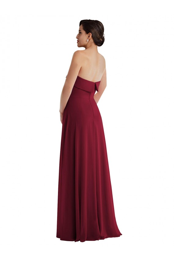Magasins de Bordeaux Trapèze Sans bretelle Mousseline Longue Formelles Robes demoiselle d'honneur / Robes de soirée