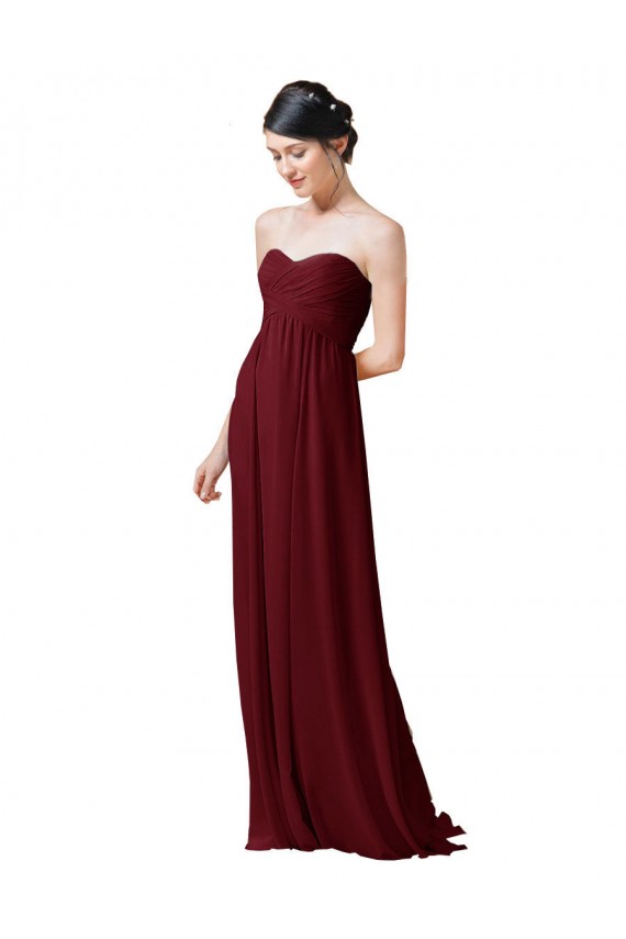 Magasins de Bordeaux Trapèze Sans bretelle Mousseline Longue Robes demoiselle d'honneur