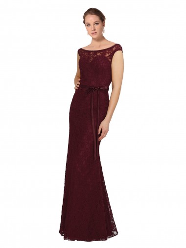Magasins de Bordeaux foncé Fourreau Bateau Mousseline Longue Robes demoiselle d'honneur