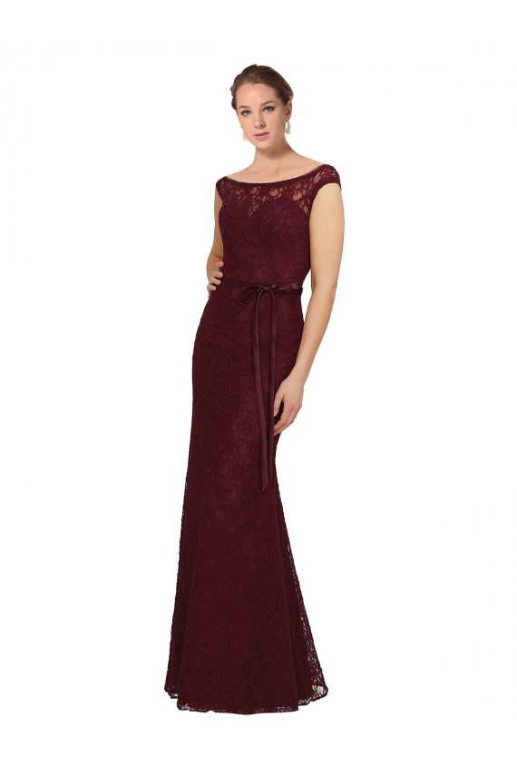 Magasins de Bordeaux foncé Fourreau Bateau Mousseline Longue Robes demoiselle d'honneur