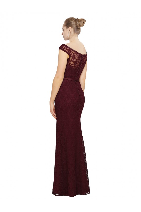 Magasins de Bordeaux foncé Fourreau Bateau Mousseline Longue Robes demoiselle d'honneur