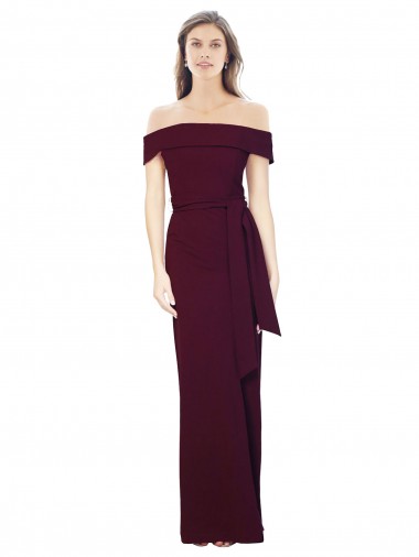 Magasins de Bordeaux foncé Sirène Épaule Dénudée Crêpe Stretch Longue Formelles Robes demoiselle d'honneur / Robes de soirée / Robes de bal