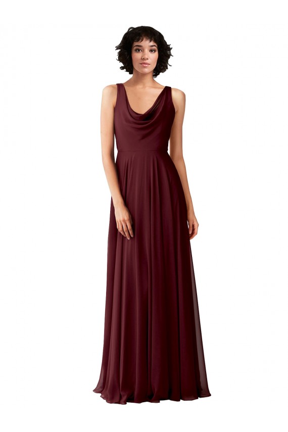Magasins de Bordeaux foncé Trapèze Mousseline Longue Robes demoiselle d'honneur