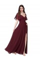 Magasins de Bordeaux foncé Trapèze Mousseline Longue Robes demoiselle d'honneur