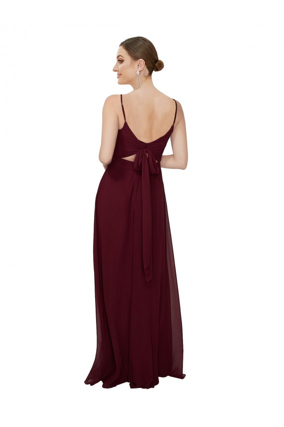 Magasins de Bordeaux foncé Trapèze Scoop Mousseline Longue Robes demoiselle d'honneur