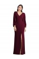 Magasins de Bordeaux foncé Trompette Col V Crêpe Stretch Longue Robes demoiselle d'honneur / Robes de bal