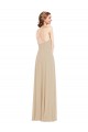Magasins de Champagne Trapèze Col V Mousseline Longue Robes demoiselle d'honneur