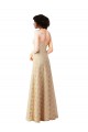 Magasins de Champagne Trapèze Dentelle Longue Robes demoiselle d'honneur